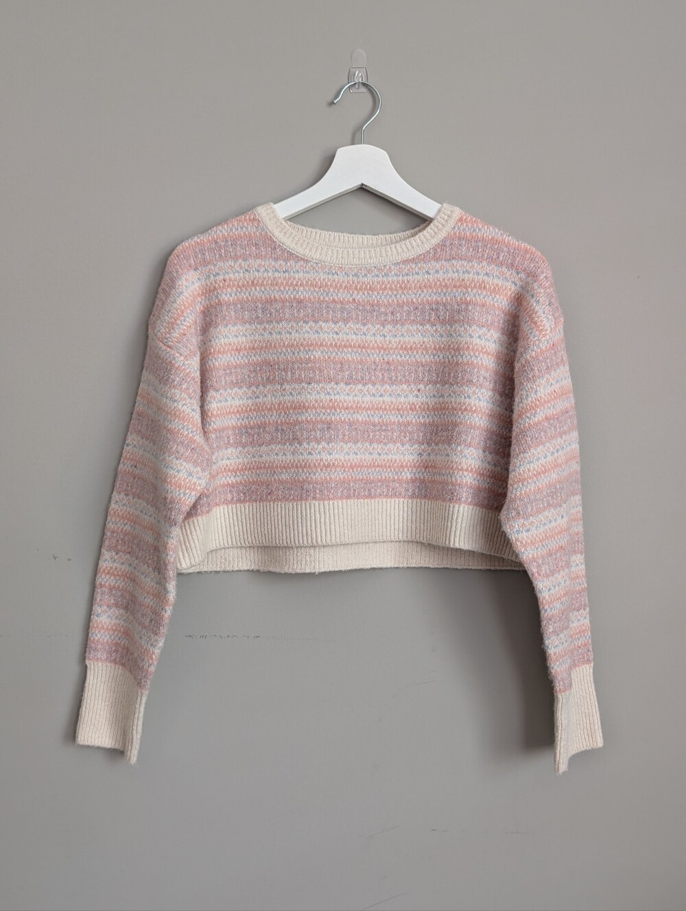 Altar'd State Fair Isle Patterned Cropped Knit Sweater Size XXS
